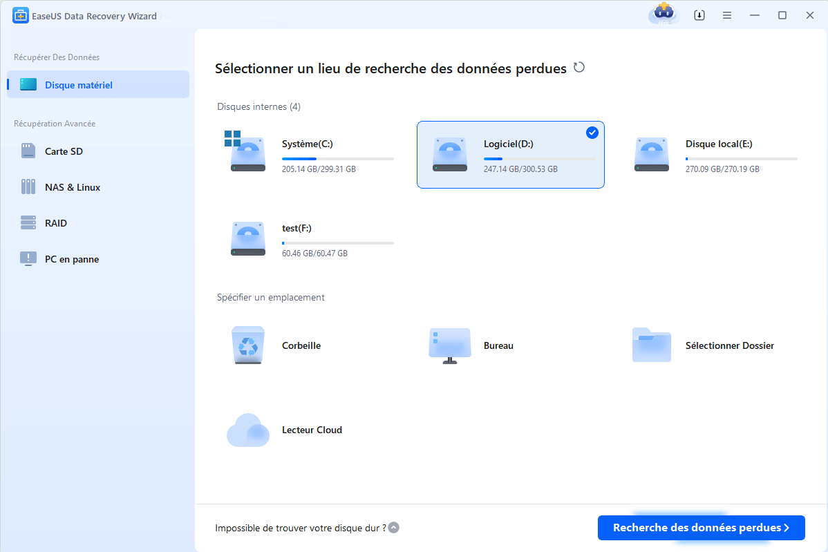 sélectionnez l'emplacement