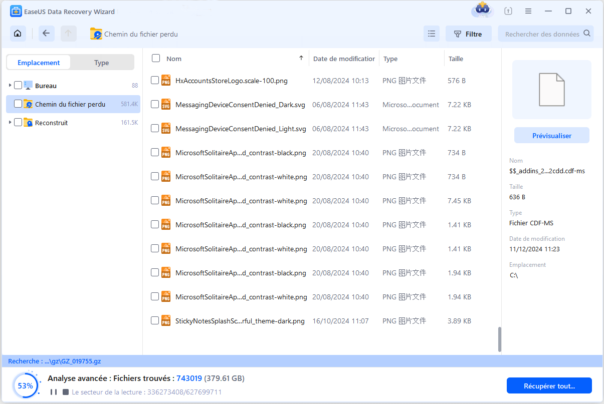 EaseUS Data Recovery Wizard permet de récupérer des fichiers d'un disque dur endommagé en vous guidant à analyser le volume où les fichiers étaient.