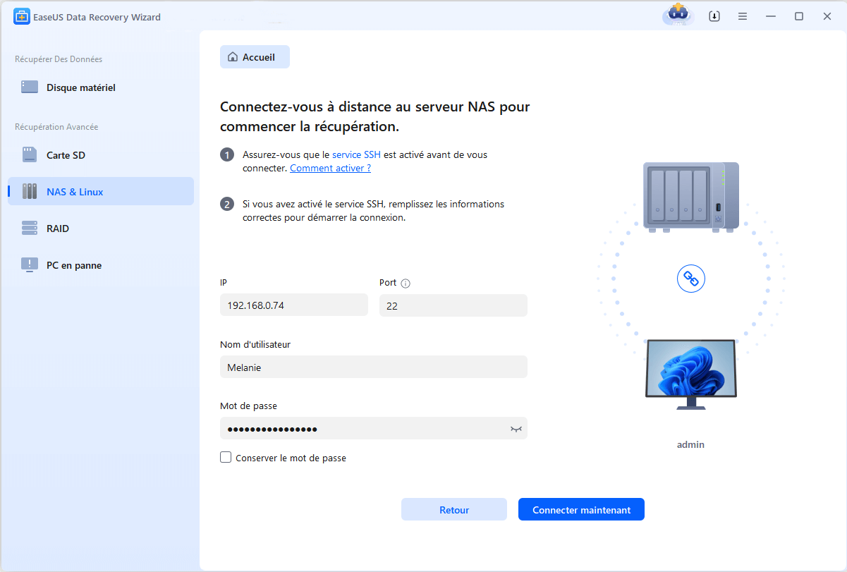 Connectez-vous au serveur NAS à distance.