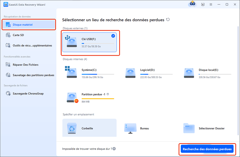 Exécuter le logiciel de récupération de carte SD sandisk