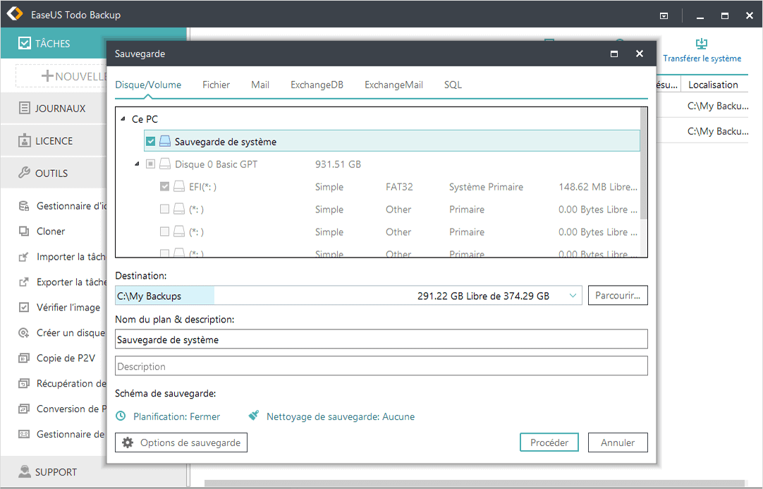 Sauvegarder le système avec EaseUS Todo Backup