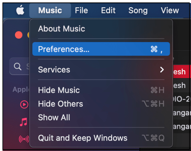 Préférences Apple Music 