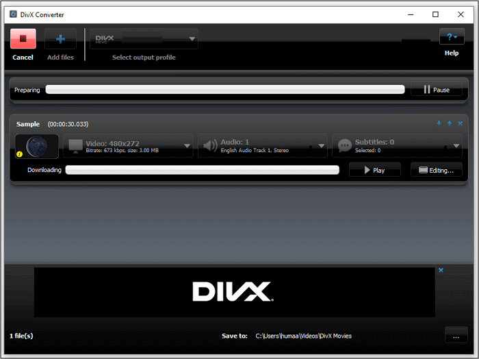 Convertir MOV en WebM avec DivX
