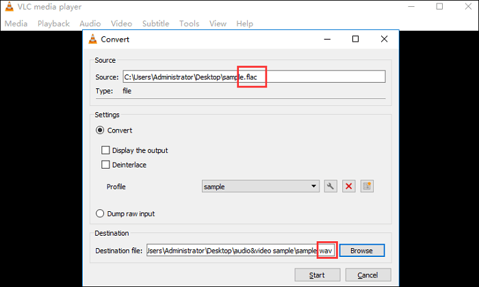 convertir flac vers wav avec VLC
