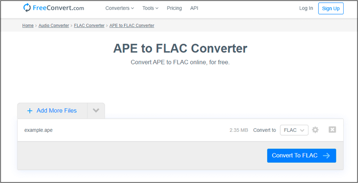 Convertie APE en FLAC en ligne avec FreeConvert