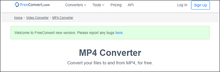convertir hevc en mp4 avec FreeConvert