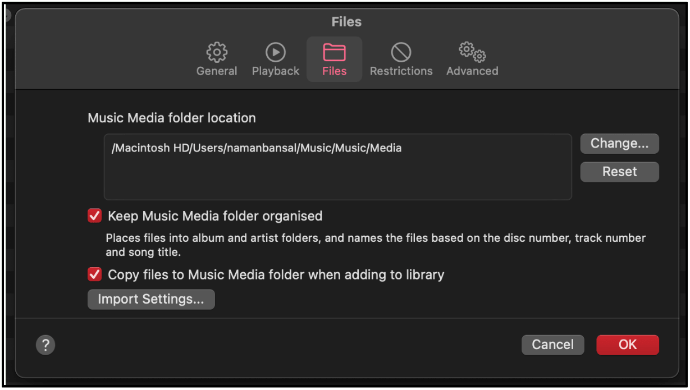Importez le fichier M4A