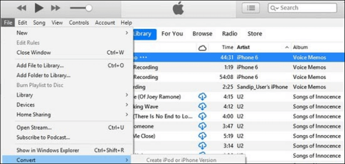 convertir aiff en wav avec iTunes 