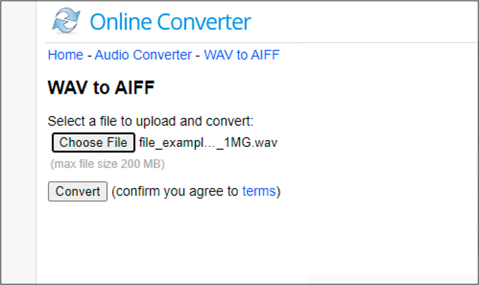 Convertisseur en ligne WAV vers AIFF 