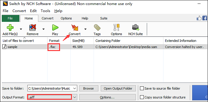 Convertir FLAC en AIFF