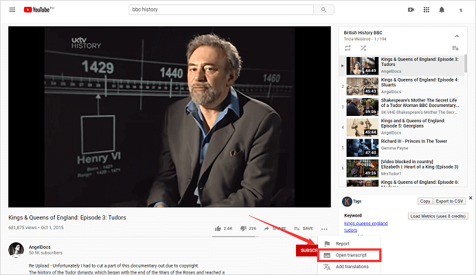 Télécharger la transcription d'une vidéo YouTube