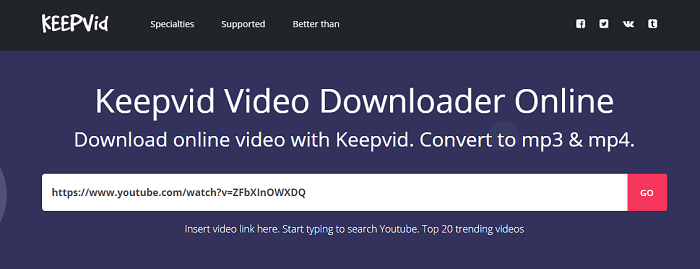 Télécharger des vidéos avec Keepvid