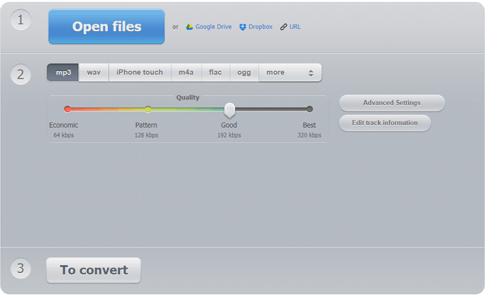 Le débit binaire audio 123apps convertit l'écran principal