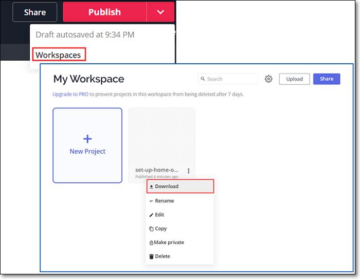 Télécharger la vidéo avec voix off ajoutée