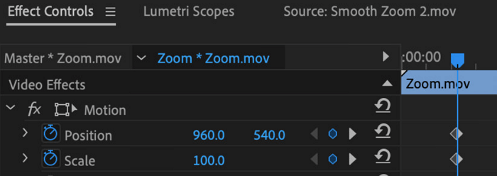 Commandes d'effets Adobe Premiere