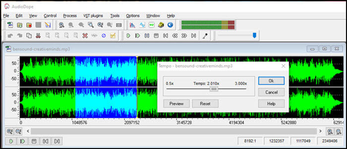 Vitesse de la musique AudioDope Speed sur Windows 10