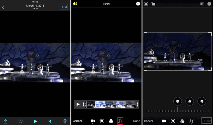 Capture d'écran de montage vidéo d'iMovie sur iPhone