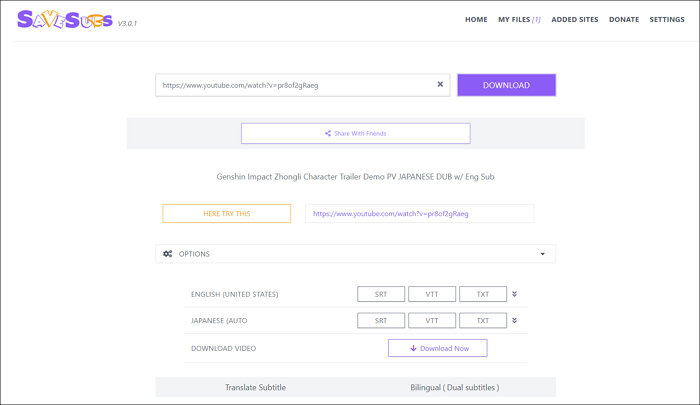 Téléchargeurs de sous-titres pour YouTube - Savesubs