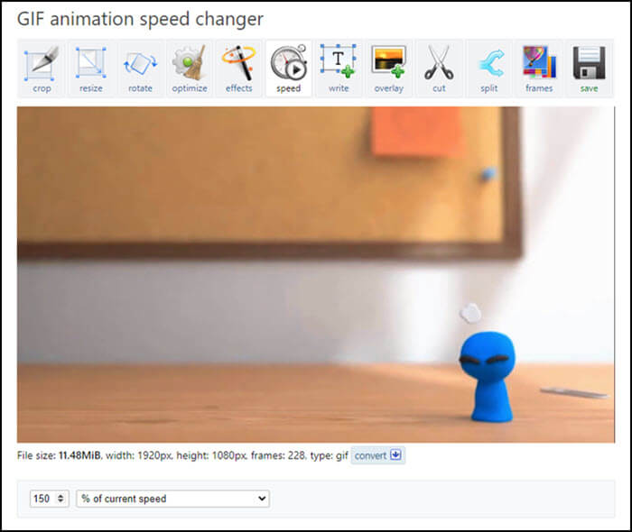 Changer la vitesse du GIF avec EzGIF