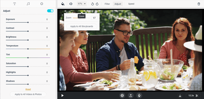 flexclip ajoute un zoom avant/arrière sur la vidéo