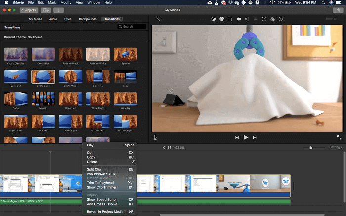 Modifier un film dans iMovie