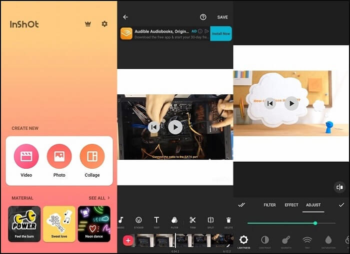 interface de prise de vue