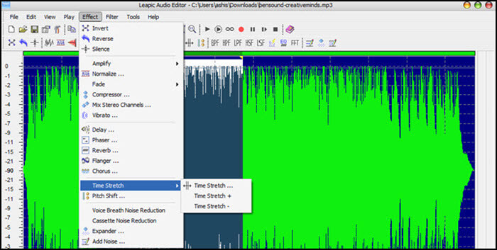 Changeur de vitesse de l'éditeur audio Leapic