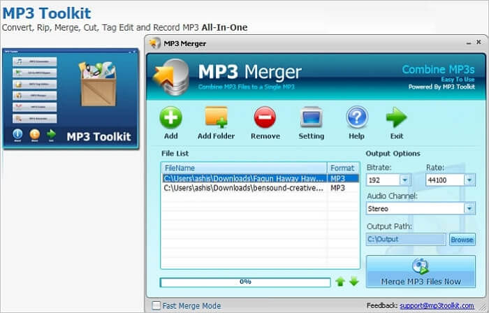 MP3 Toolkit pour fusionner des fichiers