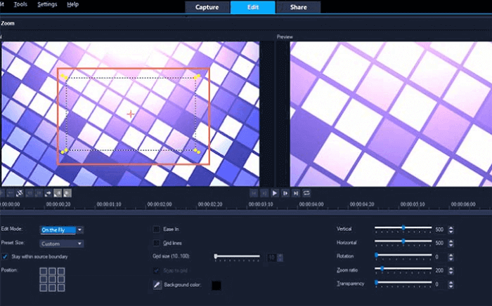 VideoStudio ajuste la taille du zoom avant