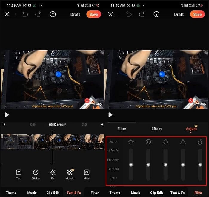 éclaircir la vidéo avec vivavideo