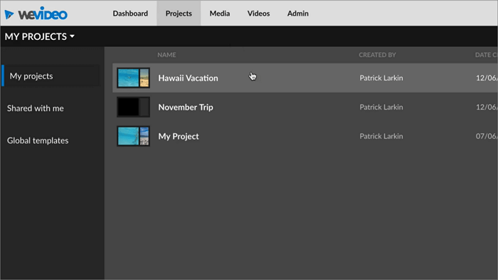 Capture d'écran de WeVideo