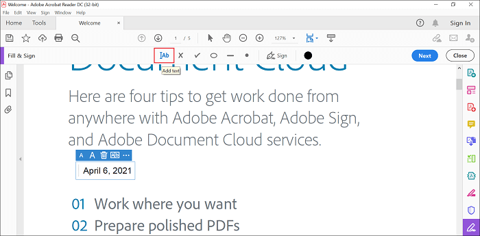 Ajouter une date au PDF dans Adobe