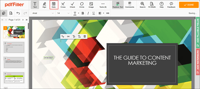 Ajouter une date au PDF en ligne