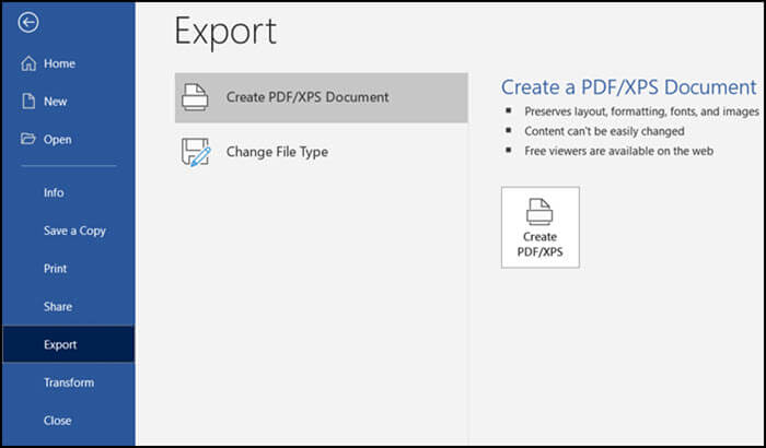 créer un pdf avec office
