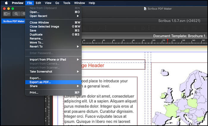 exporter en pdf dans l'aperçu