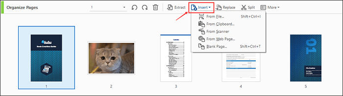 Insérer des pages dans un PDF à l'aide d'Adobe
