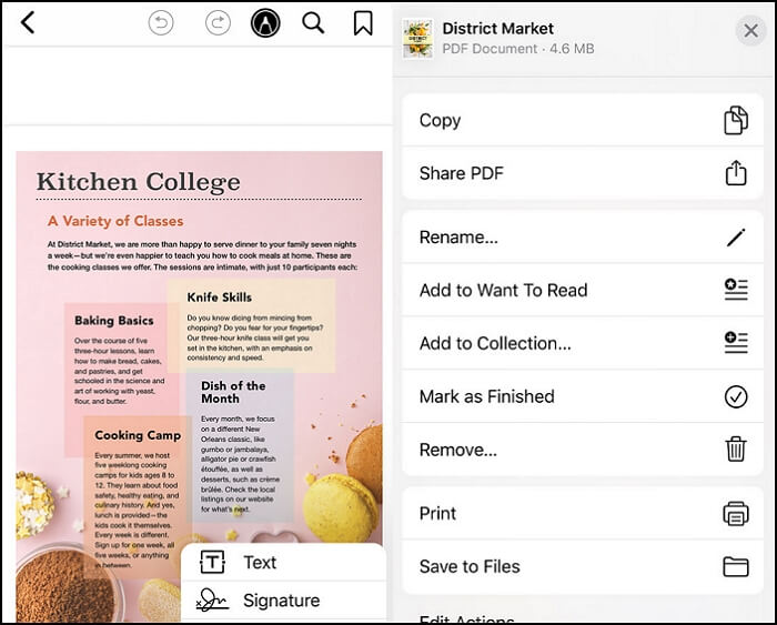 Capture d'écran d'iPhone en PDF