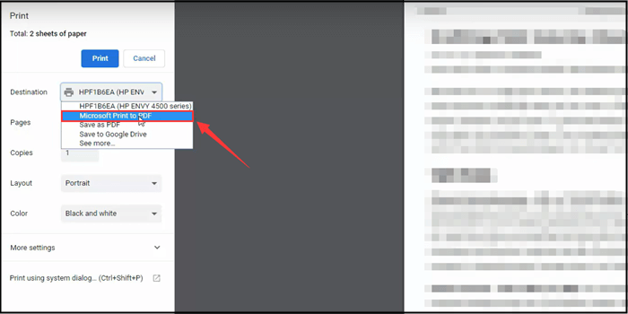 microsoft print to pdf choisir destination