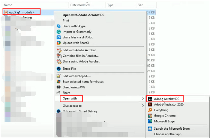 Ouvrir un PDF dans Adobe