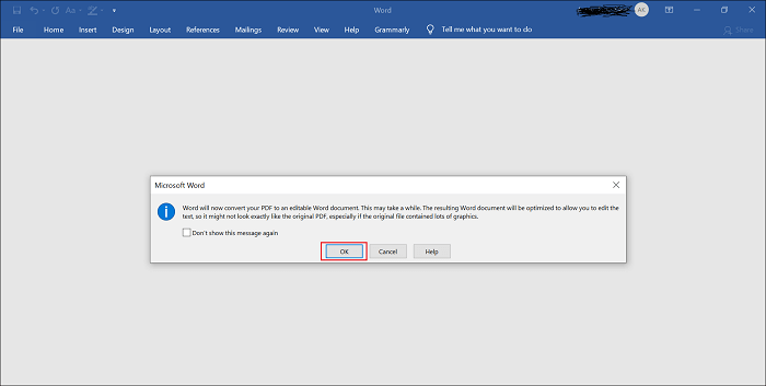 Ouvrir un PDF dans Word