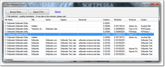 Visionneuse de métadonnées PDF