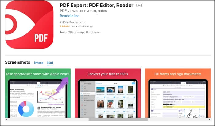 PDFExpert PDF en lecture seule iPhone