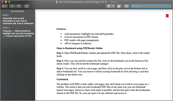 aperçu du signet pdf