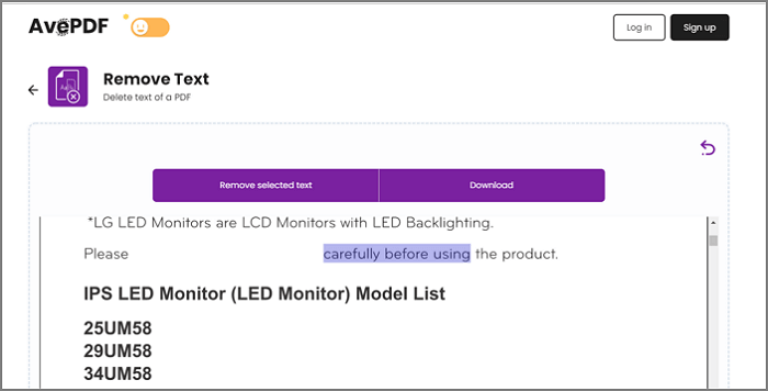 supprimer le texte d'un pdf à l'aide d'un outil en ligne