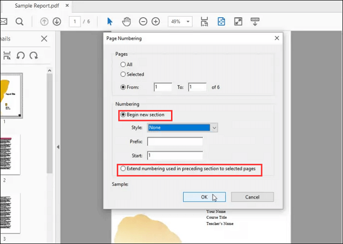 Renuméroter les pages d'un PDF dans adobe 2