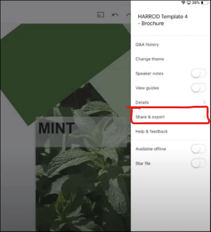 enregistrer la diapositive google au format pdf sur iPad