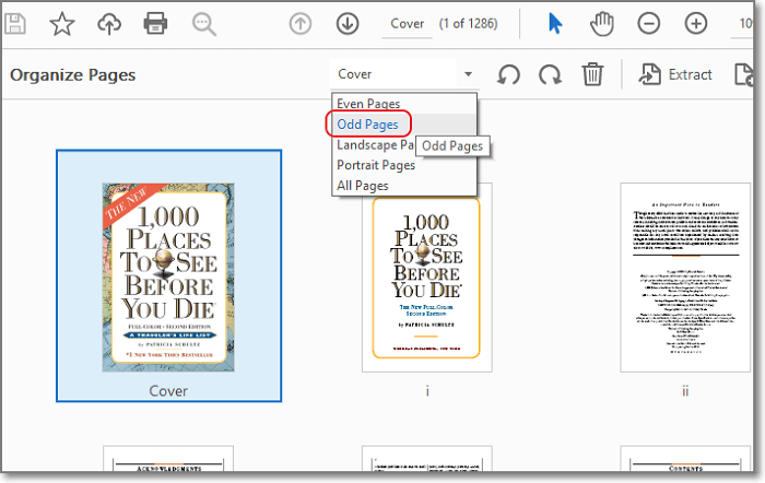 Sélectionnez les pages impaires