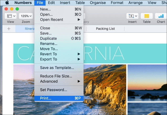 Sélectionnez l'option d'impression sur Mac