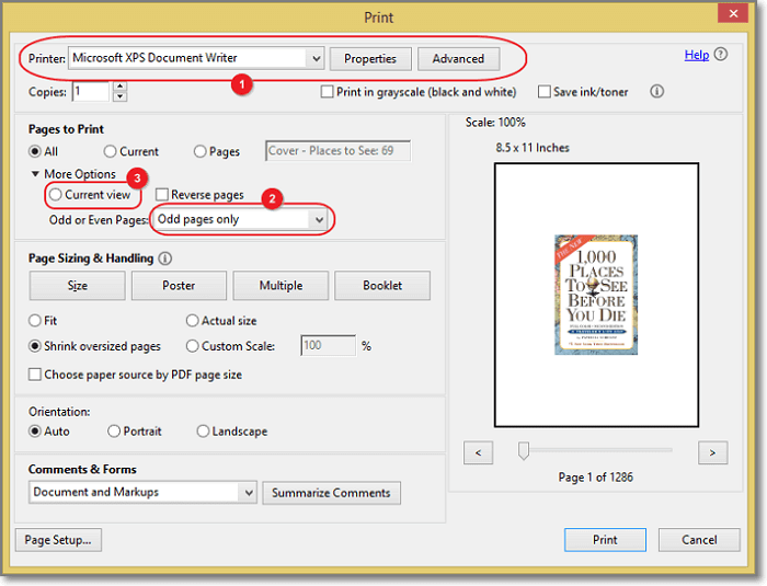 Imprimer des pages paires ou impaires à partir d'un PDF