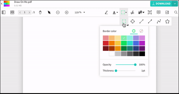 Ajouter des formes au PDF en ligne